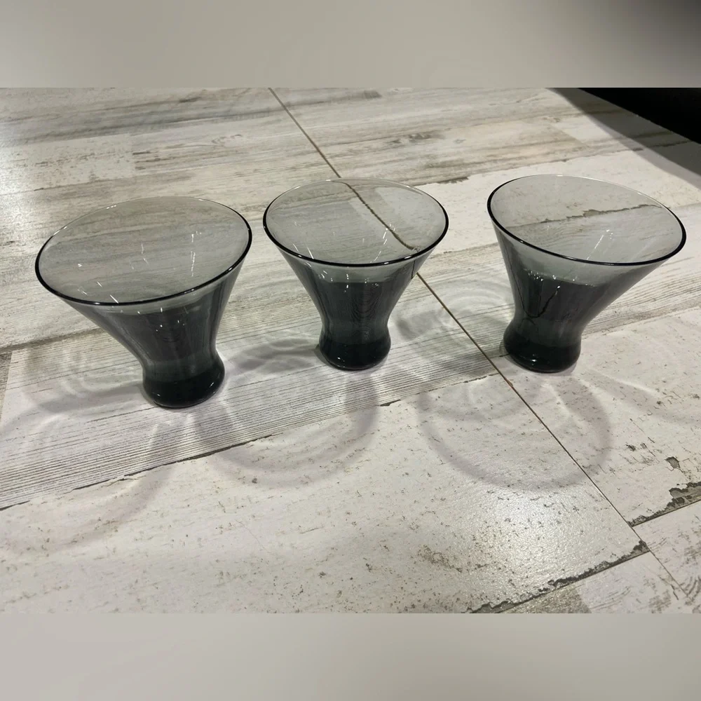 Morgantown Smoke Glass Martini Cocktail 3 Glasses